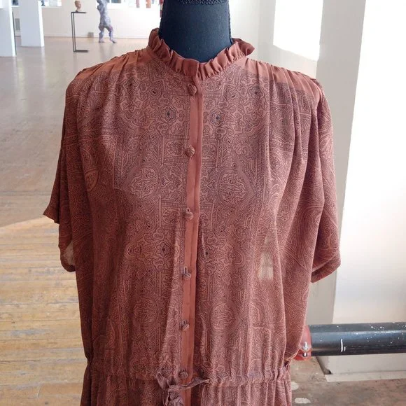 Brown and black sheer graphic Italian dress - Picture 8 of 11